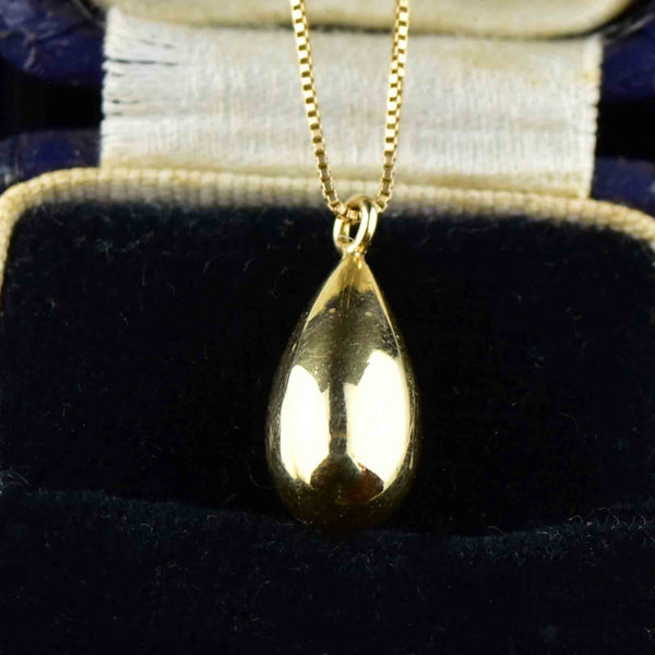 Vintage Solid 14K Gold Teardrop Pendant Necklace - Boylerpf