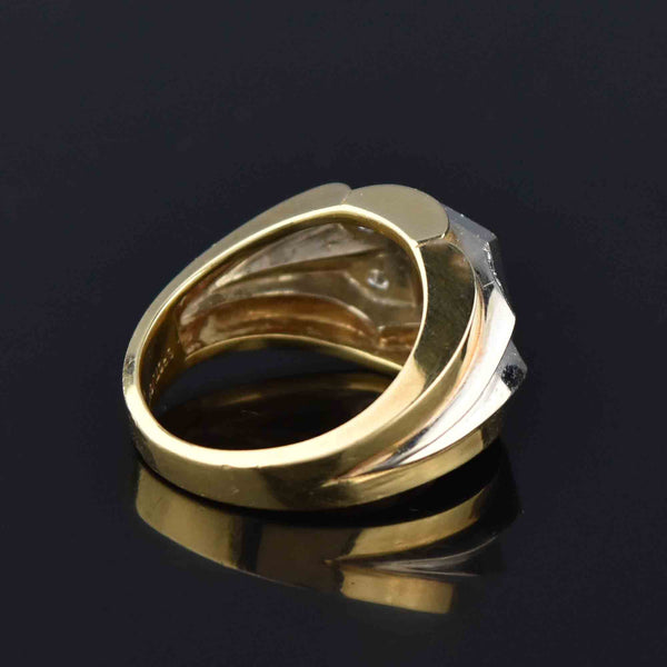 Mens Diamond Art Deco Style Signet Ring in 14K Gold - Boylerpf