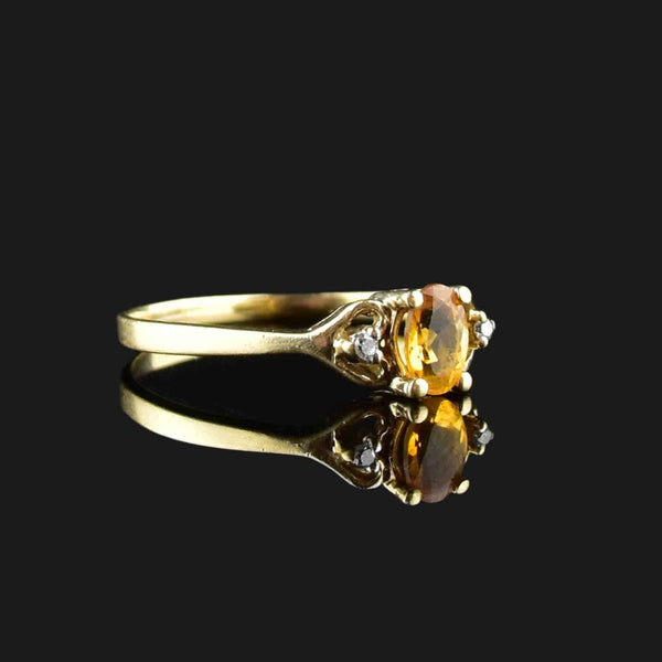 Vintage 10K Gold Diamond Heart Citrine Ring - Boylerpf