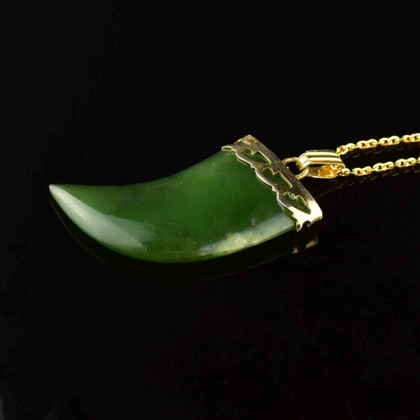 ON HOLD Vintage Gold Jade Claw Pendant Necklace - Boylerpf