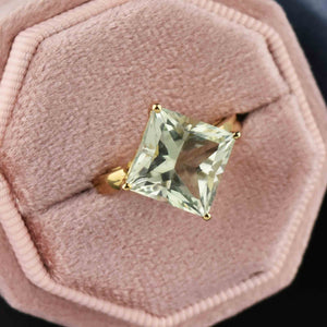 Vintage Princess Cut Green Amethyst Ring, Sz 8.5 - Boylerpf