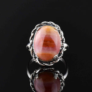 Silver Rope Carnelian Agate Statement Ring - Boylerpf