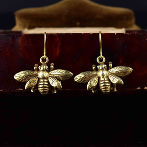 Vintage Gold Bumble Bee Dangle Earrings - Boylerpf