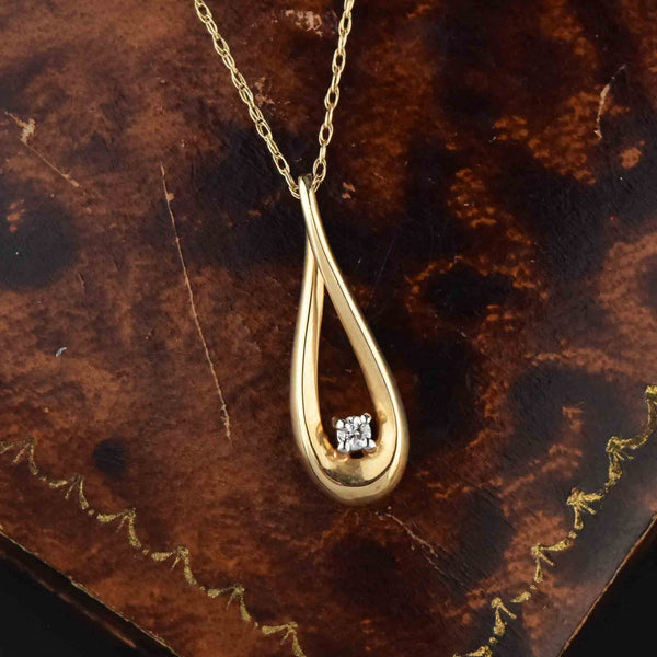 Vintage Infinity 14K Gold Diamond Pendant Necklace - Boylerpf