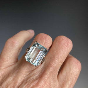 Vintage 13 CTW Aquamarine Ring in 14K White Gold - Boylerpf