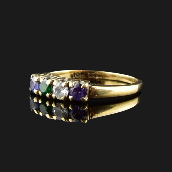 Vintage 10K Gold Purple Sapphire Topaz Stacking Ring - Boylerpf