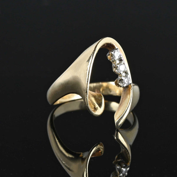 Vintage 14K Gold Diamond Horseshoe Ring - Boylerpf