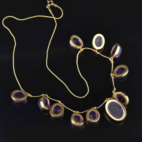 Vintage 14K Gold 70 CTW Amethyst Fringe Necklace - Boylerpf