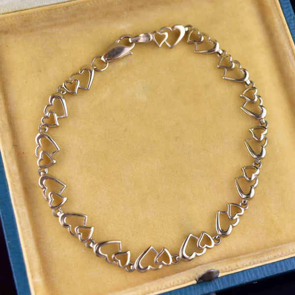 Vintage 9K Gold Double Heart Chain Bracelet - Boylerpf