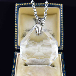 Vintage Silver Quartz Pendant Necklace - Boylerpf