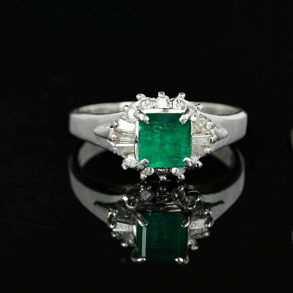 Platinum Baguette Diamond Emerald Ring - Boylerpf
