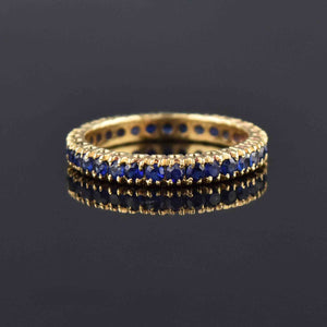 Vintage 14K Gold Sapphire Full Eternity Ring, Sz 7.5 - Boylerpf