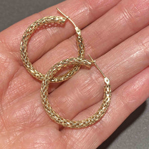 Vintage Large Diamond Cut Gold Hoop Earrings - Boylerpf