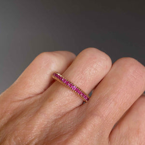 Natural Ruby 14K Rose Gold Eternity Band Ring - Boylerpf