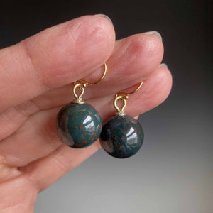 Antique Victorian Bloodstone Ball Dangle Drop Earrings - Boylerpf