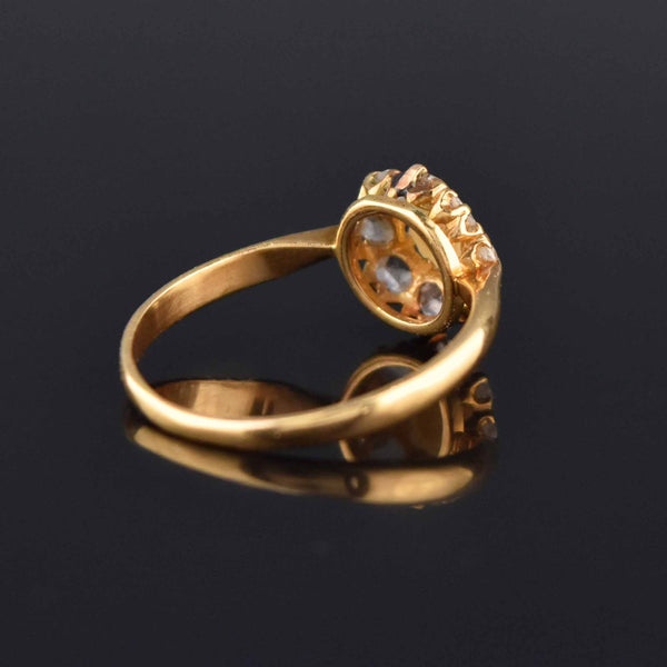 Antique Rose Cut Diamond Halo Pearl Ring in 18K Gold - Boylerpf