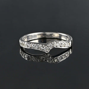 Vintage 14K White Gold Chevron Diamond Band Ring - Boylerpf