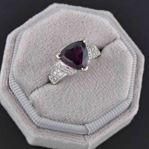 Estate Diamond Trillion Cut Amethyst Ring in 14K White Gold - Boylerpf