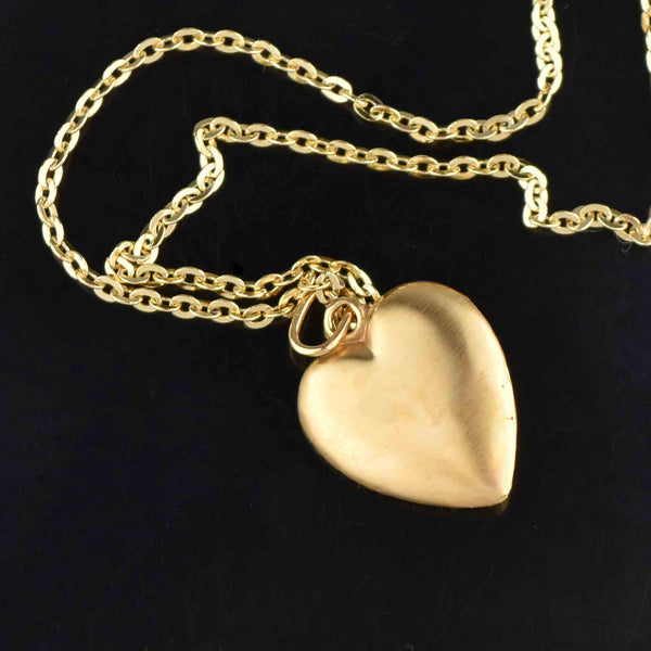 Vintage Diamond Textured Gold Heart Pendant Necklace - Boylerpf