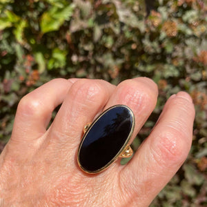 Retro Heavy 14K Gold Huge Black Onyx Statement Ring - Boylerpf