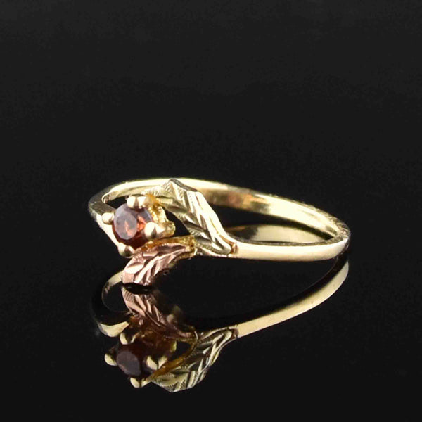 Vintage 10K Gold Leaf Garnet Ring, Sz 6 - Boylerpf
