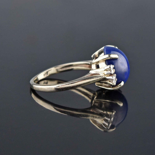 Buy Blue Star Sapphire Vintage Ring 14K White Gold, Lab 4.0 Carats Online |  Arnold Jewelers