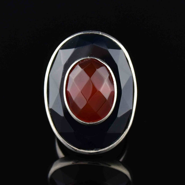 Vintage Silver Onyx Carnelian Ring - Boylerpf