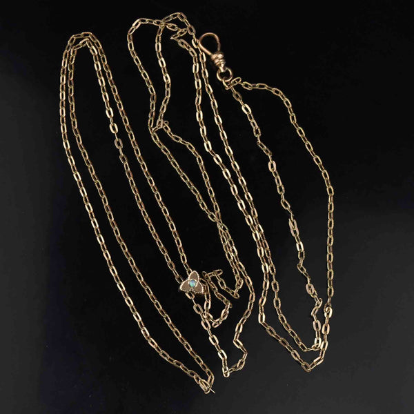 Antique Victorian Opal Slide Muff Guard Chain Necklace - Boylerpf