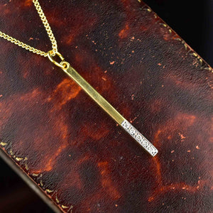 14K Gold Bar Diamond Pendant Necklace - Boylerpf