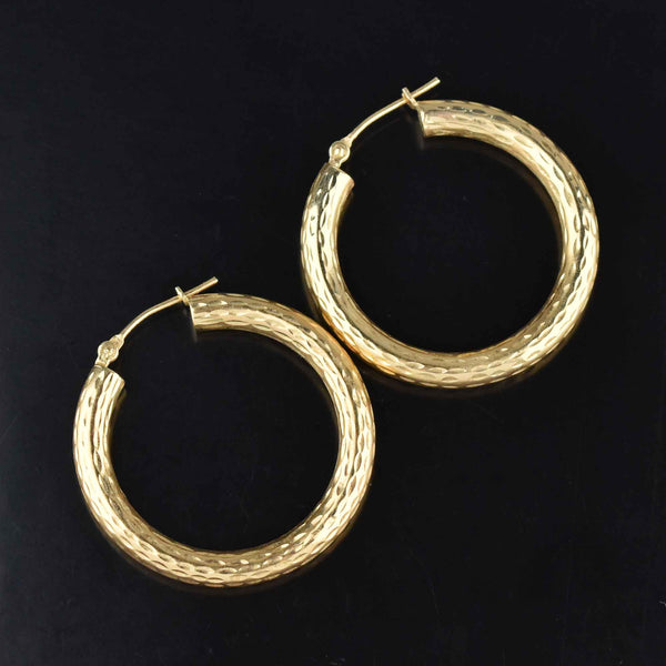 Large Diamond Cut Solid Gold Hoop Earrings - Boylerpf