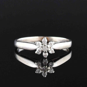Vintage 10K White Gold Diamond Cluster Ring - Boylerpf