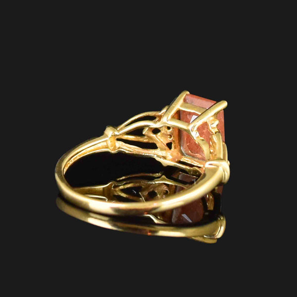 Vintage Gold Rutilated Quartz Statement Ring, Sz 5 - Boylerpf