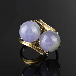 Lavender Jade Ball 14K Gold ByPass Ring - Boylerpf