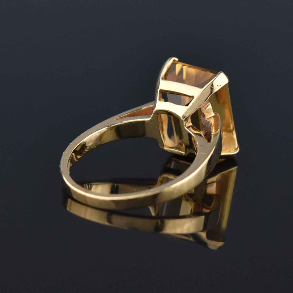 Vintage 14K Gold Emerald Cut 7.5 CTW Citrine Ring - Boylerpf