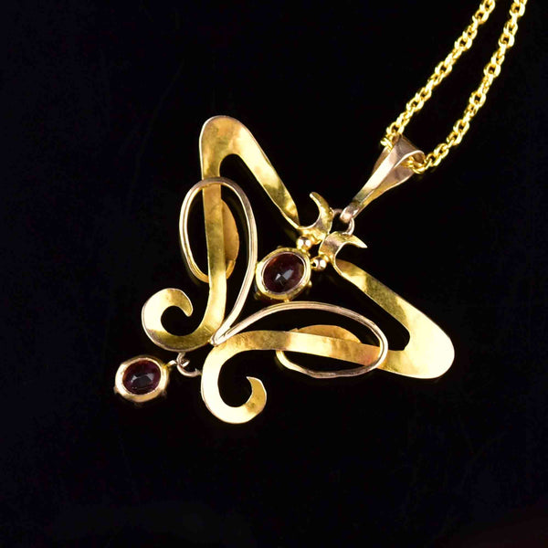Art Nouveau Gold Amethyst Pendant Necklace - Boylerpf