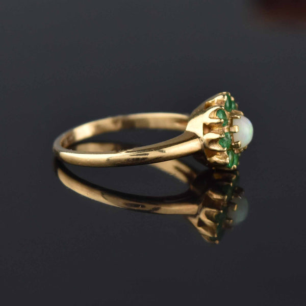 Edwardian Gold Emerald Halo Opal Ring - Boylerpf