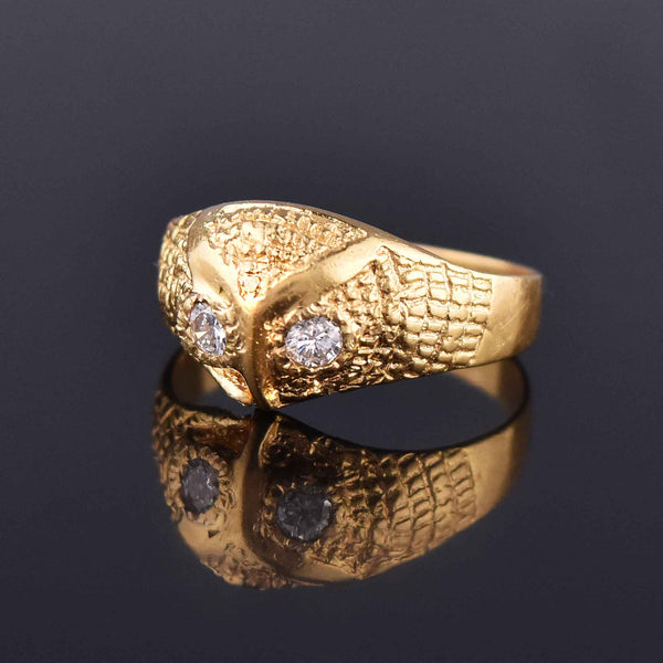 Vintage 18K Gold Diamond Eye Owl Ring - Boylerpf