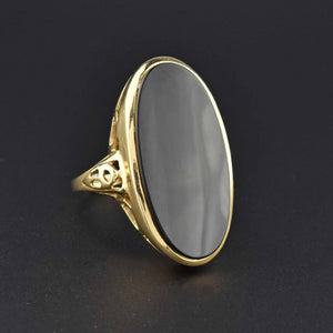 Retro Heavy 14K Gold Huge Black Onyx Statement Ring - Boylerpf