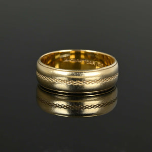 Vintage Art Carved 14K Gold Ring Wedding Band - Boylerpf