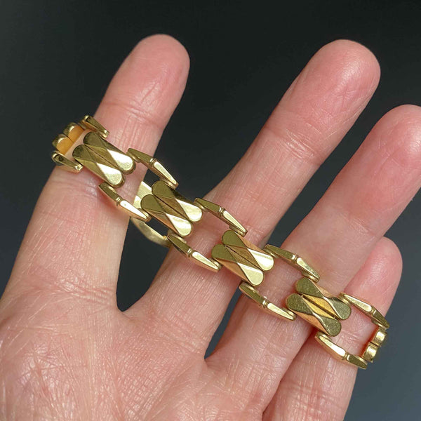 Vintage 18K Gold Panther Link Style Bracelet - Boylerpf