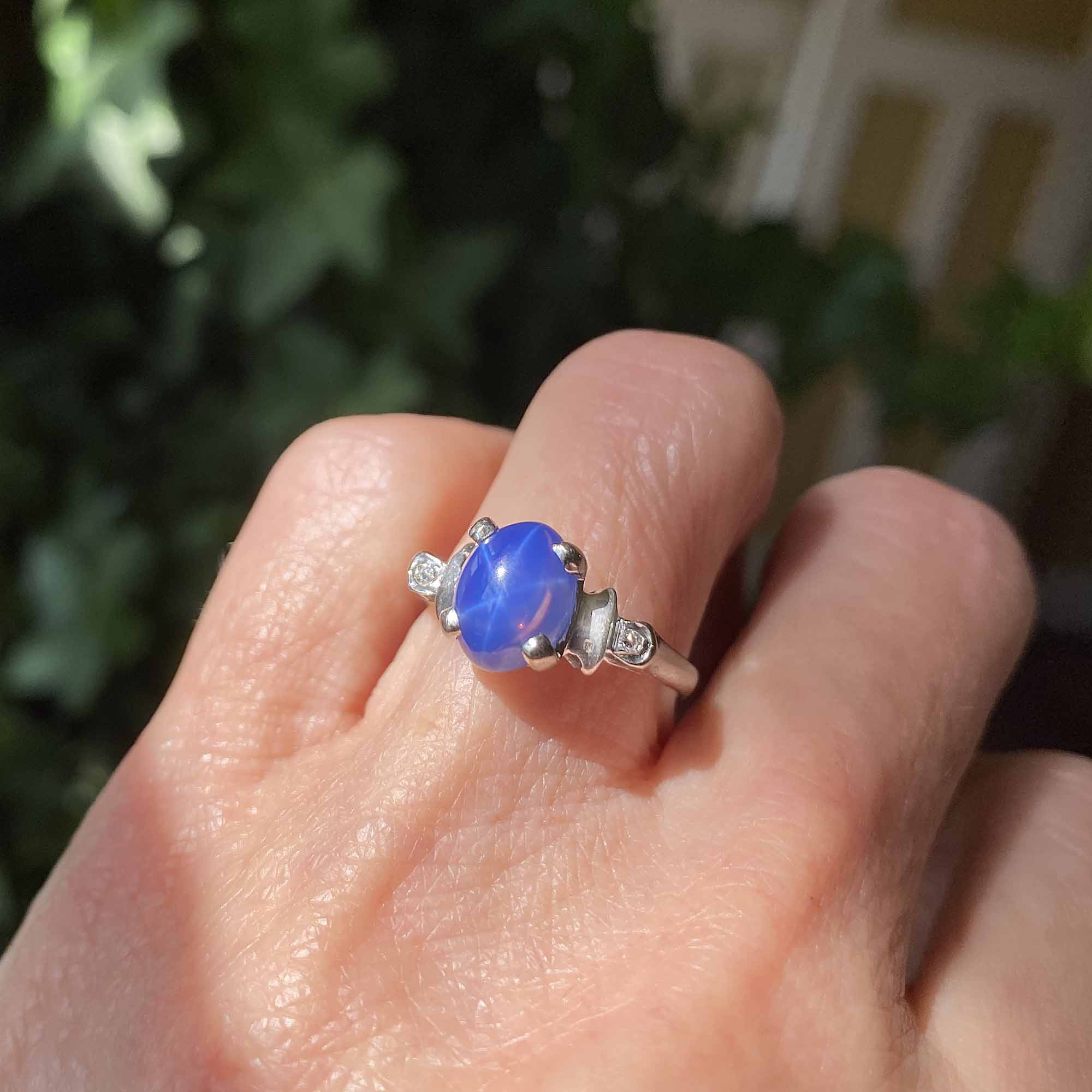 Vintage Diamond Star Sapphire Ring in 14K White Gold – Boylerpf