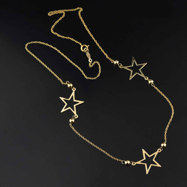 Vintage 14K Gold Minimalist Cutout Star Necklace - Boylerpf