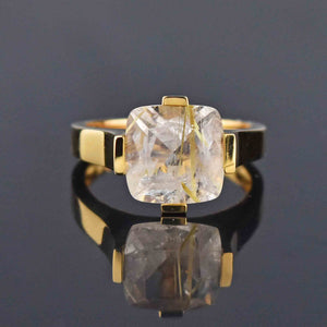 Estate 14K Gold Rutilated Quartz Ring, Sz 7.5 - Boylerpf