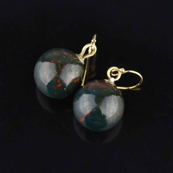 Victorian Bloodstone Ball Dangle Drop Earrings - Boylerpf