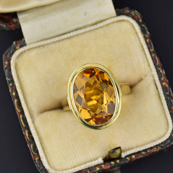 Vintage 14K Gold Oval 6 Carat Citrine Ring - Boylerpf