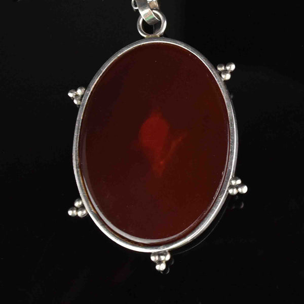Arts and Crafts Silver Carnelian Moonstone Pendant Necklace - Boylerpf