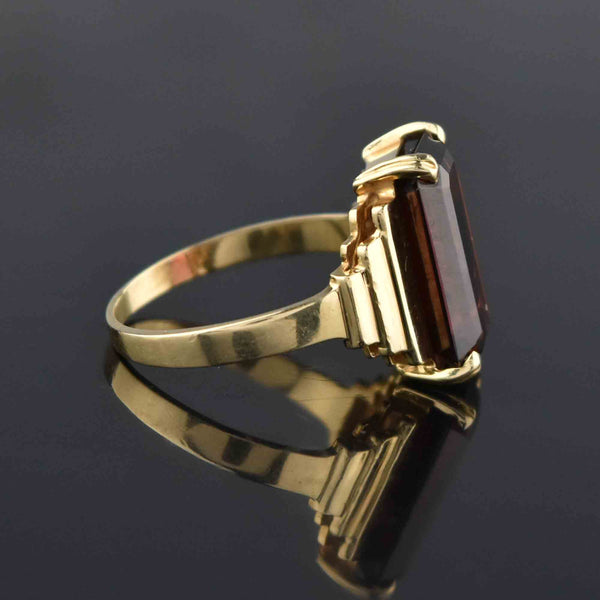 Art Deco Style 14K Gold Garnet Ring, Sz 6 - Boylerpf