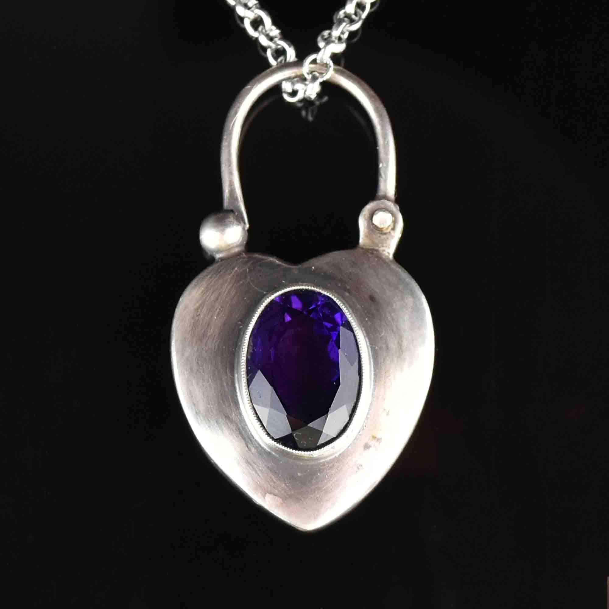 Amethyst Angel Wing Heart Stainless Cremation Jewelry Pendant Necklace
