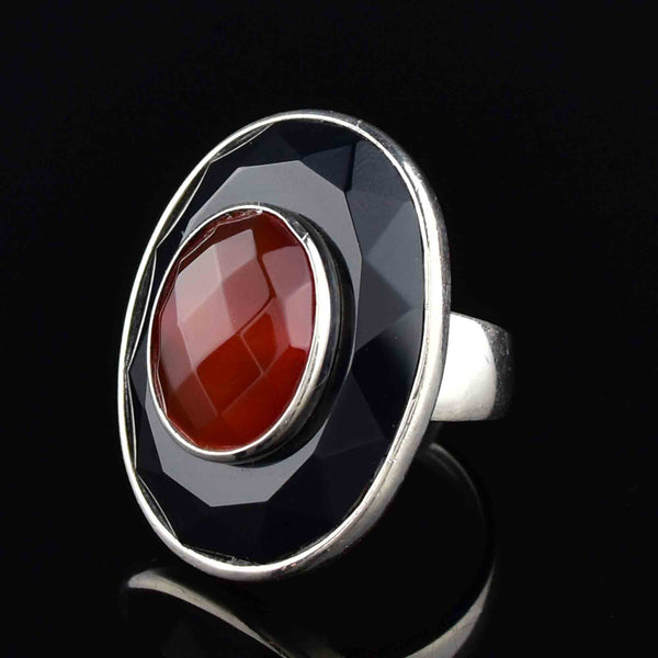 Vintage Silver Onyx Carnelian Ring - Boylerpf