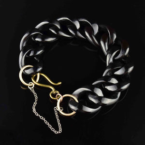 Victorian Whitby Jet Curb Link Bracelet - Boylerpf